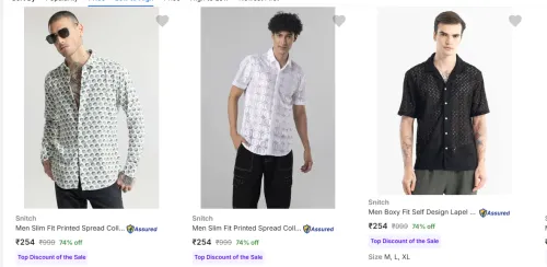 Image of Snitch Men Shirt Starting @ ₹254