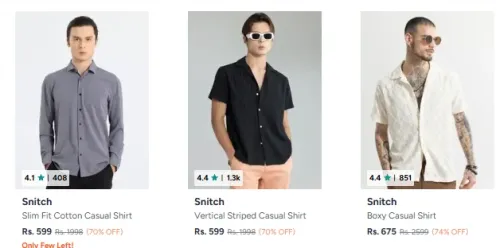 Image of Snitch men shirts at minimum 70% Discount 