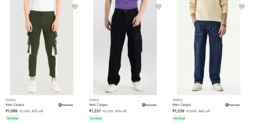 Image of Snitch Men's Cargos at minimum 60% Discount