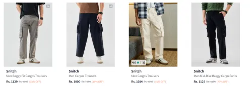 Image of Snitch Men's Cargos upto 75% Discount