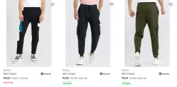 Snitch Mens Cargos upto 84% Discount