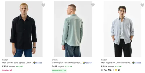 Image of Snitch Men's Clothing at Minimum 70% Discount