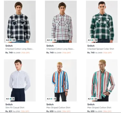 Image of Snitch Men's Cloths at minimum 78% discount