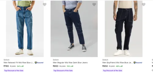 Image of Snitch Men's Jeans Upto 74% Discount