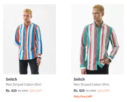 Snitch Mens Shirts at minimum 80% Discount