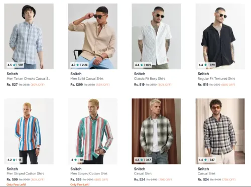 Image of snitch Men's Shirts at minimum 80% Discount