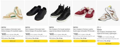 Image of SNITCH Men's Sneakers at minimum 70% Discount