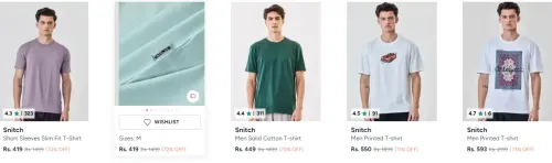 Image of Snitch Men's Tshirts at minimum 70% Discount