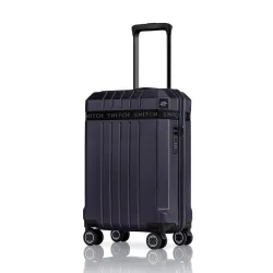 SNITCH VITTO Cabin Size Blue Polycarbonate Hard Travel Suitcase - Trolley Bag Small & Luggage with 8 Wheels, Premium Lock, Wet Pouch & Free Shoe Bag