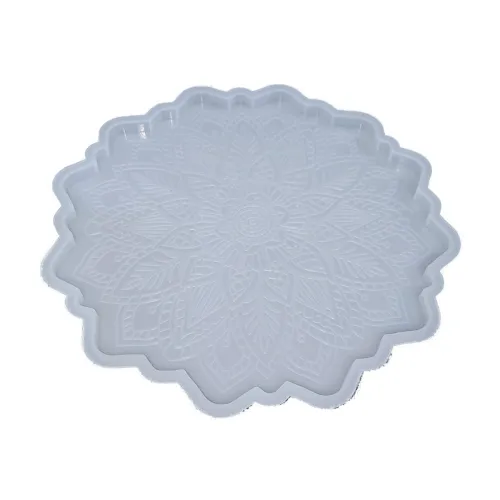 Image of Snoogg 8-inch Mandala Flowers Coaster Mould (Pack of 3)