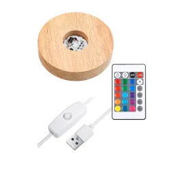 SNOOGG Wood RGB Led Light Display Stand, Pack of 2