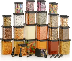 Snowberry Grocery Containers Pack of 24 – Black (950ml, 650ml, 350ml)