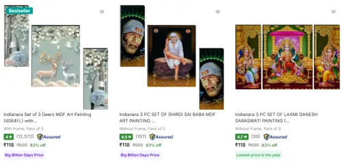 Image of Set Of 3 Paintings Starting at @ 118