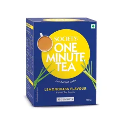 Society One Minute Tea | Lemongrass Flavour | Refreshing Lemongrass flavour | Flavoured Instant Tea | 14g X 10 Sachets (140g) | Pack of 1