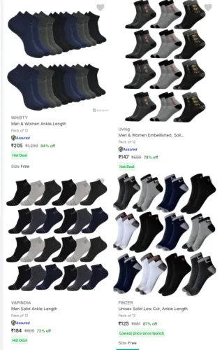 Image of Socks 12 pair Starting @ ₹125