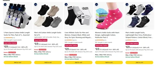 Image of Socks Flat at ₹69