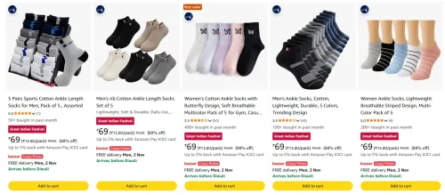 Image of Socks starting at ₹69