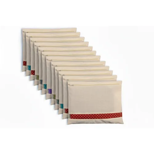 Image of SOFLIN Cotton Saree Storage Bags (Set of 12, Beige, 16x14 Inches)