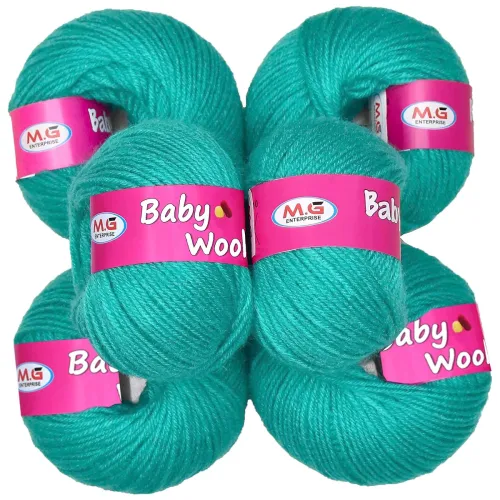 Image of 100% Acrylic Wool Sea Green (16 pc) Baby Soft 4 ply Wool Ball Hand Knitting Wool/Art Craft Soft Fingering Crochet Hook Y