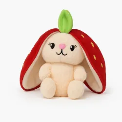 Soft Cuddly Strawberry Bunny Plush Stuffed Rabbit Toy Adorable Berry Hoode Cute Ears for Plush Collectors Kids’ Bedrooms Themes Special Gifting (45 CM)