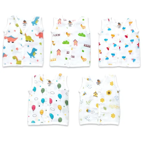 Image of Soft organic muslin newborn jhabla set