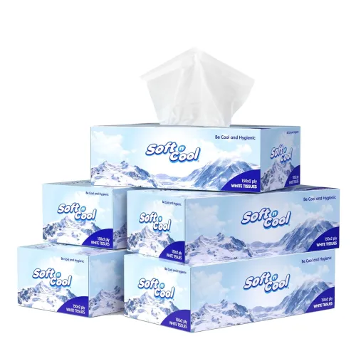 Image of Soft N Cool 2 Ply Facial Tissue Box | Car Tissue | Pack of 5 (150 Pulls Per Box, 750 Sheets) |100% pure, natural virgin 