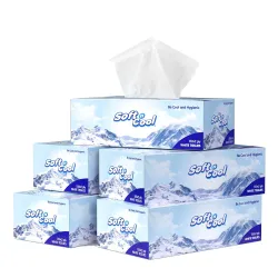 Soft N Cool 2 Ply Facial Tissue Box | Car Tissue | Pack of 5 (150 Pulls Per Box, 750 Sheets) |100% pure, natural virgin 