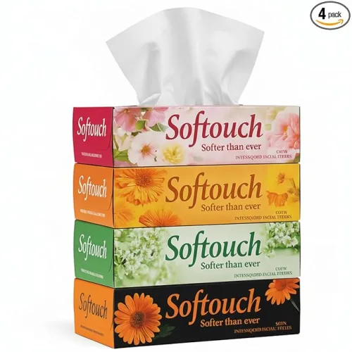 Image of Softouch 2 Ply Facial Tissue Box (Pack of 4)