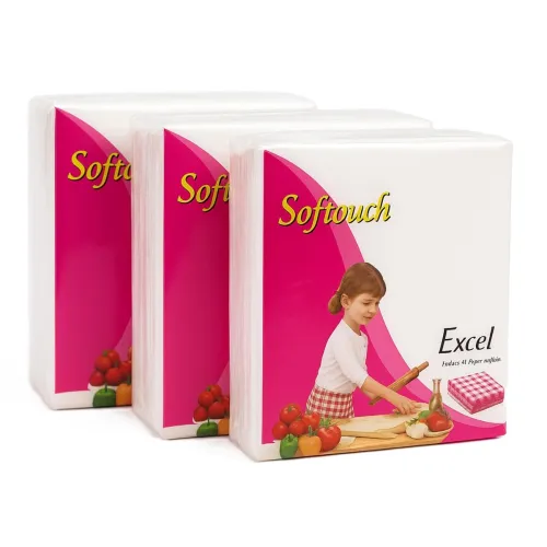 Image of Softouch 2 Ply Pack of 3 tissue paper Napkins 50 Pcs Per pack