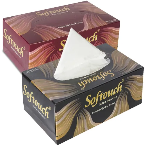 Image of Softouch Face Tissue Paper - 2 Ply, 200 Pulls per Box | Pack of 2 | Ultra Soft