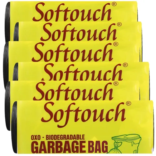 Image of Softouch Garbage Bags Large 90 Count | 24 x 32 Inches Black | For Dry & Wet Waste | 15 Bags/Roll (Pack of 6) |