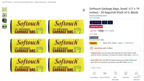Image of Softouch Garbage Bags, Small Pack of 6