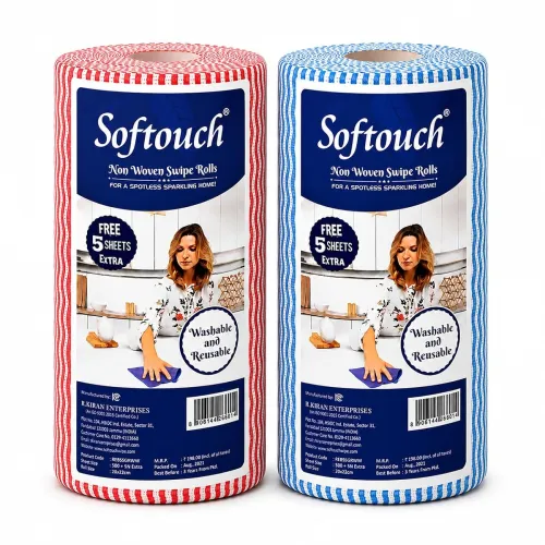 Image of Softouch Non Woven Kitchen Towel Roll 85 Wipes Per Roll pack of 2