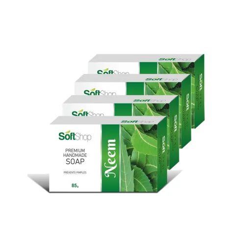 Image of SoftShop Premium Handmade Neem Soap, 85g, Prevents Pimples (4)