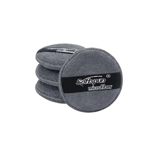Image of SOFTSPUN Microfiber Reusable Round Polishing Pad, 4 PCS, 340 GSM (Grey) Multipurpose. Ultra-Soft Applicator Pads with Fi