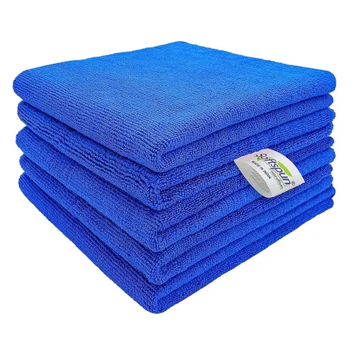 Image of SOFTSPUN Microfiber Cleaning Cloths, 5pcs 40x40cms 340GSM Blue! Highly Absorbent, Lint and Streak Free, Multi -Purpose W