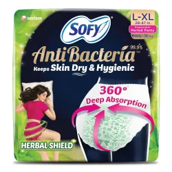 Sofy AntiBacteria Period Panty for Women | L-XL Size, Pack of 10 | 360° Deep Absorption with Herbal Shield | Keeps Skin Dry & Hygienic | Disposable Leakproof Panty for Heavy Flow & Overnight...