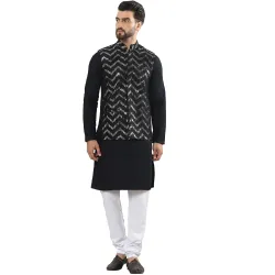 SOJANYA Cotton Kurta Pyjama with Nehru Jacket Set