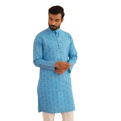 SOJANYA Men’s Cotton Blend Kurta with Ethnic Motifs Print