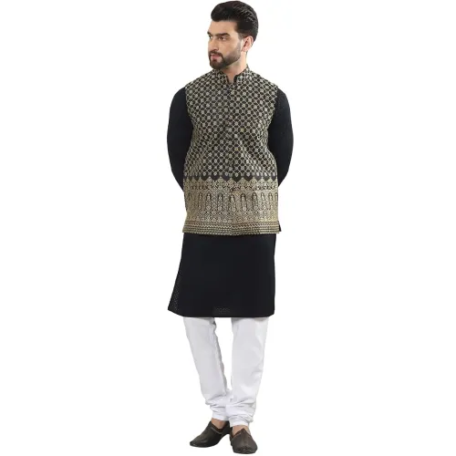 Image of SOJANYA Men's Cotton Linen Maroon Kurta and White Pyjama
