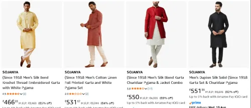 Image of Sojanya Men's Kurta & Pyjama Set Up to 89% Discount