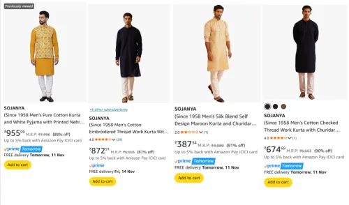 Image of SOJANYA Men's Kurta Pyjama Set upto 91% Discount