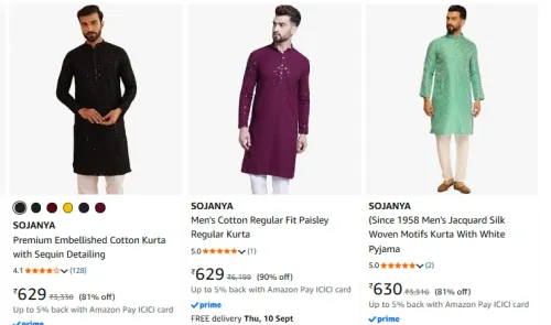 Image of Sojanya Men's Kurta Set up to 90% Discount