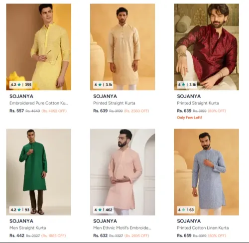 Image of SOJANYA Men's Kurta up to 81% Discount 