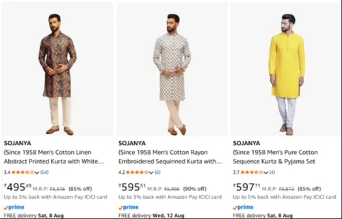 Image of Sojanya Men's Printed Kurta & Payjama Set up to 90% Discount