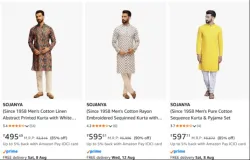 Sojanya Mens Printed Kurta & Payjama Set up to 90% Discount