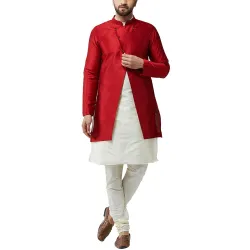 SOJANYA (Since 1958 Men's Silk Blend Kurta Churidaar Pyjama & Jacket Combo