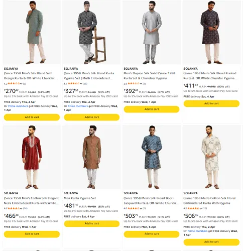Image of SOJANYA Men's Silk Kurta Set & Nehru Jacket @ Starting ₹270