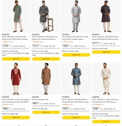 SOJANYA Mens Silk Kurta Set & Nehru Jacket @ Starting ₹270