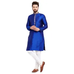 SOJANYA (Since 1958 Men's Emerald Green Jacquard Silk Kurta & Churidaar Pyjama